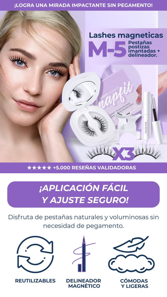 Pestañas Magnéticas (3 Pares) + Delineador
